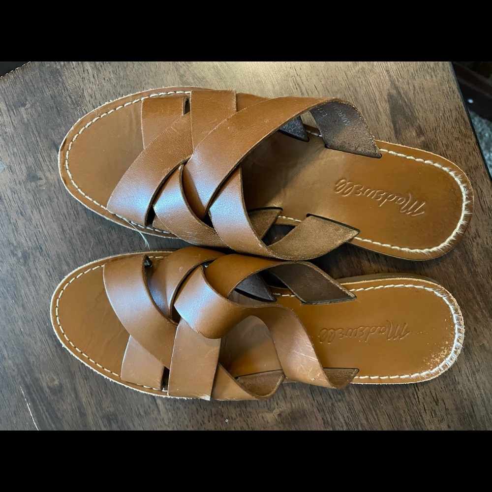 Madewell saddle brown slides